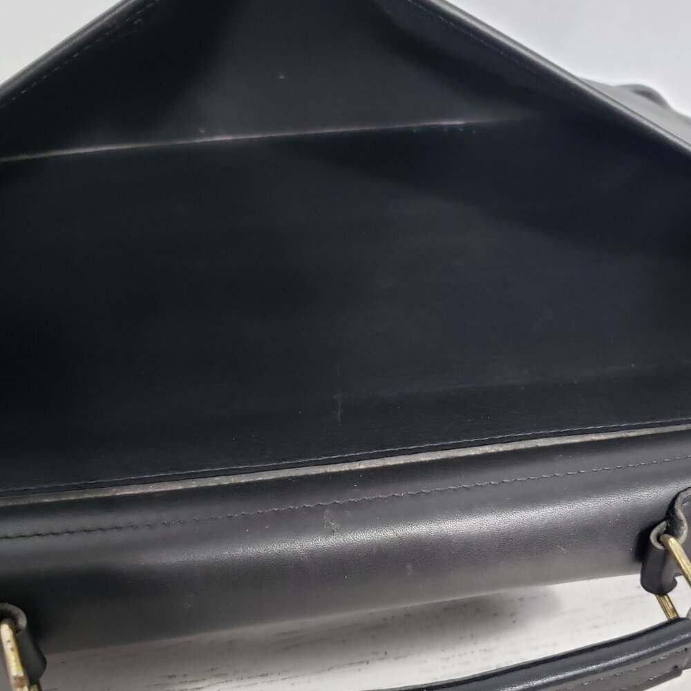 REVE  Black Leather Attache Laptop Messenger Bag - Picture 8 of 10